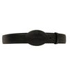 Oval Logo Buckle Leather Saffiano Leather Belt - Black