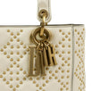 Medium Lady Dior Calfskin Leather Studded Shoulder Bag - White