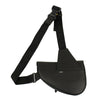 Grained Calfskin Leather Saddle Shoulder Bag - Black