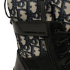 Leather Oblique Combat Boots - Black