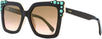 FF0260S-3H2-53 Square Studded Sunglasses - Black / Brown Gradient