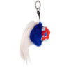 Mink Fox Fur and Leather Charm - Blue / Pink