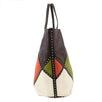 Leather Color Block Studded Tote Bag - Multi
