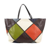 Leather Color Block Studded Tote Bag - Multi