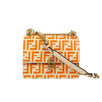 Small Kan I Leather FF Chain Strap Bag - White / Orange