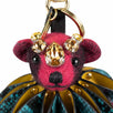 Thomas Bear Ruffled Leather Jewel Embellishment Bag Charm - Pink / Blue