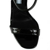 Patent Leather Flame Sandals Wedges - Black