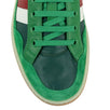Men's Leather Striped Lace Up Sneakers  - Green
