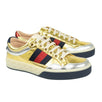 Men's Metallic Leather Lace Up Sneakers - Gold / Silver