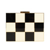 Checkered Enamel Minaudiere Bag - Black / Ivory