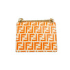 Small Kan I Leather FF Chain Strap Bag - White / Orange