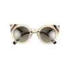 Plastic Cat Eye Sunglasses - Beige / Black / Clear