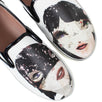 Printed Leather Faces Sneaker Flat - White / Multi