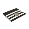 Striped Leather Card Holder- Black And White