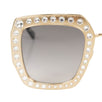 Crystal Encrusted Oversized Square Frame Sunglasses - Gold