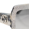 Crystal Encrusted Square Frame Sunglasses - Gray