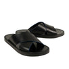 Contrast Leather Crossover Sandals Slippers - Black