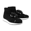 Knit And Patent Flower Sock Sneakers - Black