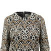Embroidered Long Sleeve Dress - Gold / Silver