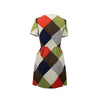 Color Block Short Sleeve Wool Blend Dress - Multi