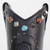 Multi-Color Stone Studded Texan Boots - Black