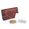 Leather Printed Heart Lady Dior Pouch Wallet - Red / Black