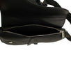 Grained Calfskin Leather Saddle Shoulder Bag - Black