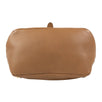 Double Pocket Fur Trim Rockstud Leather Tote Bag - Brown