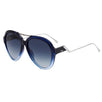 FF0322GS-ZX908 Oversized Round Sunglasses - Silver Blue / Gray