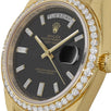 Rolex Day-Date 40, Yellow Gold Diamond Bezel Black Baguette Dial 40MM Watch 228348