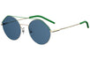 FFM0042S-3YG-KU Angular Round Sunglasses - Silver / Blue