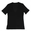 Short Sleeve Deep V Neck Knit T-Shirt - Black