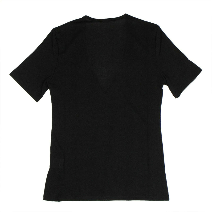 Short Sleeve Deep V Neck Knit T-Shirt - Black