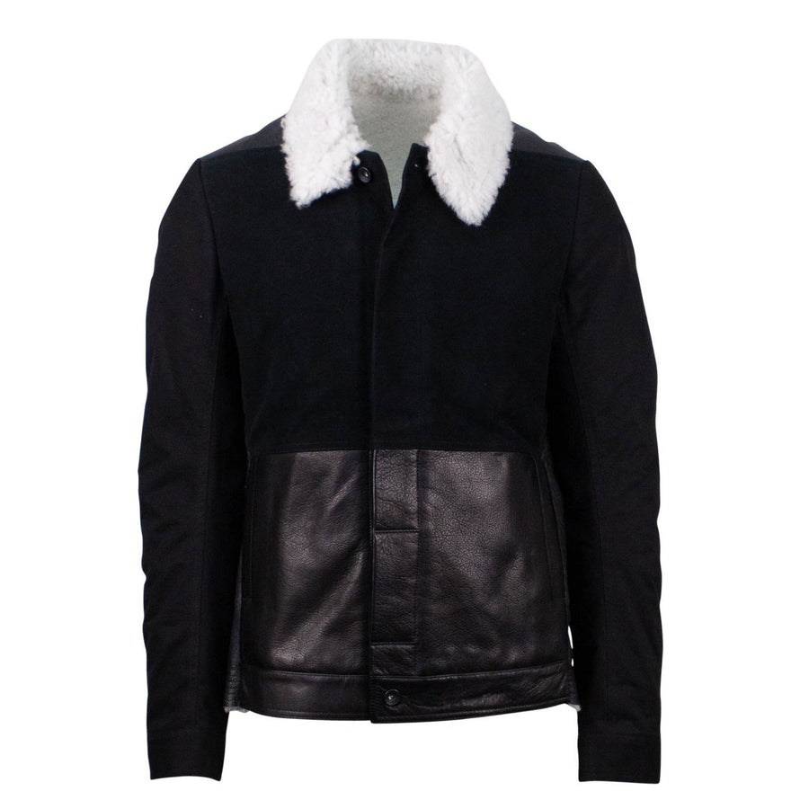 Sliced Worker Shearling Jacket - Black