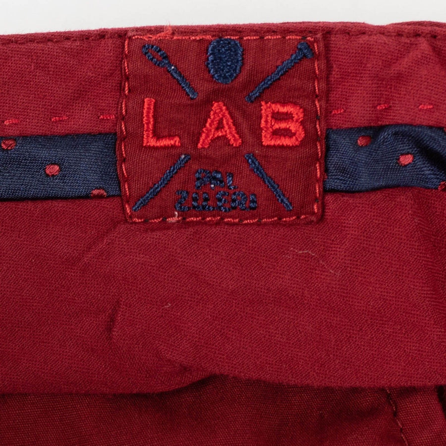 Red Cotton Blend Pants