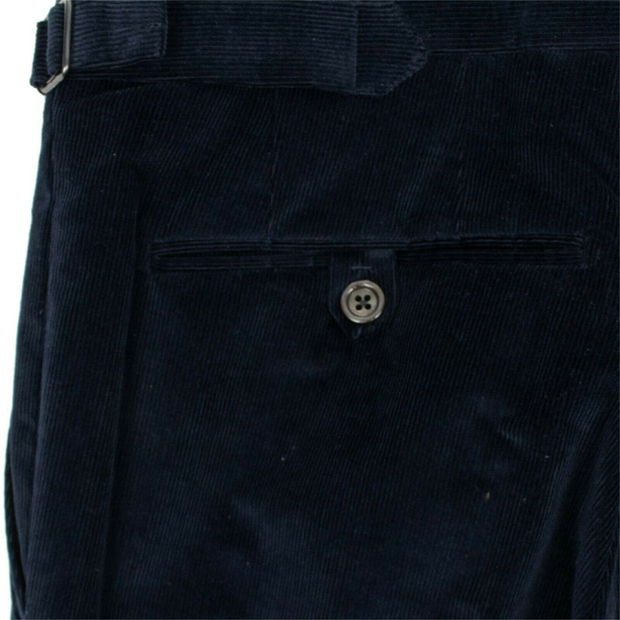 Cotton Blend Corduroy Pants - Navy Blue