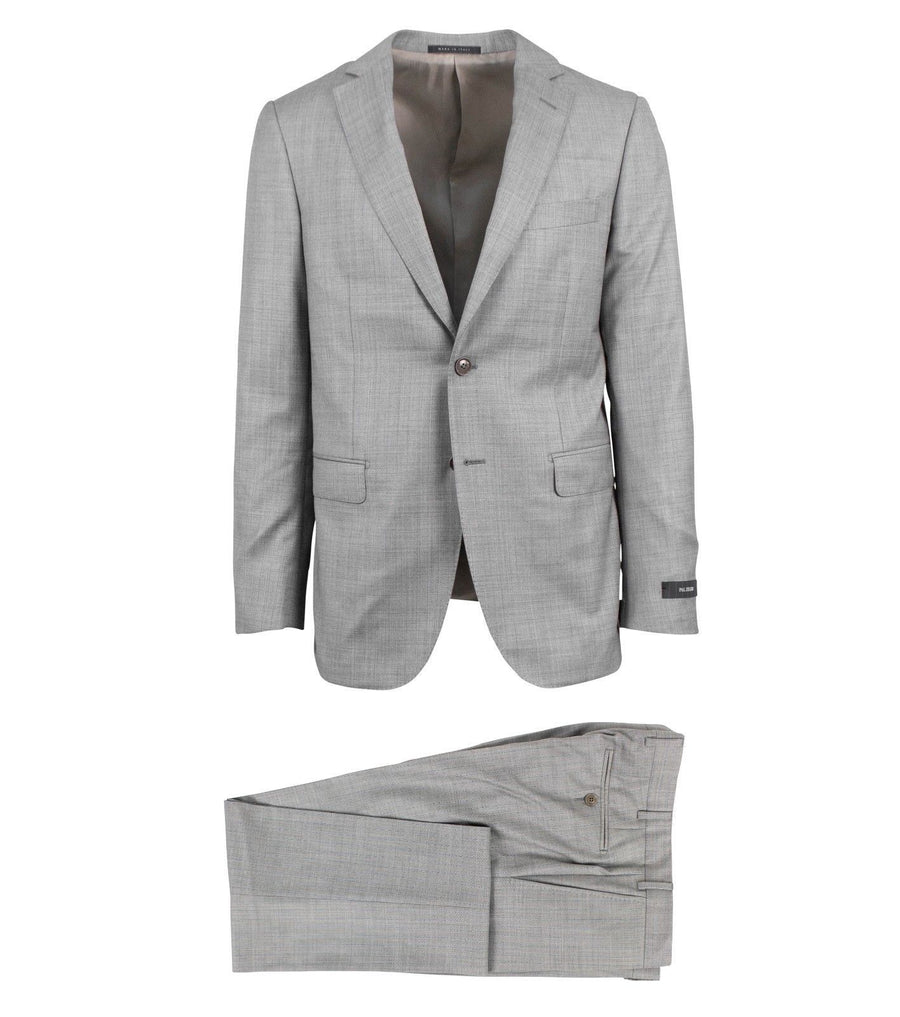 Striped Wool Two Button Suit - Light Gray