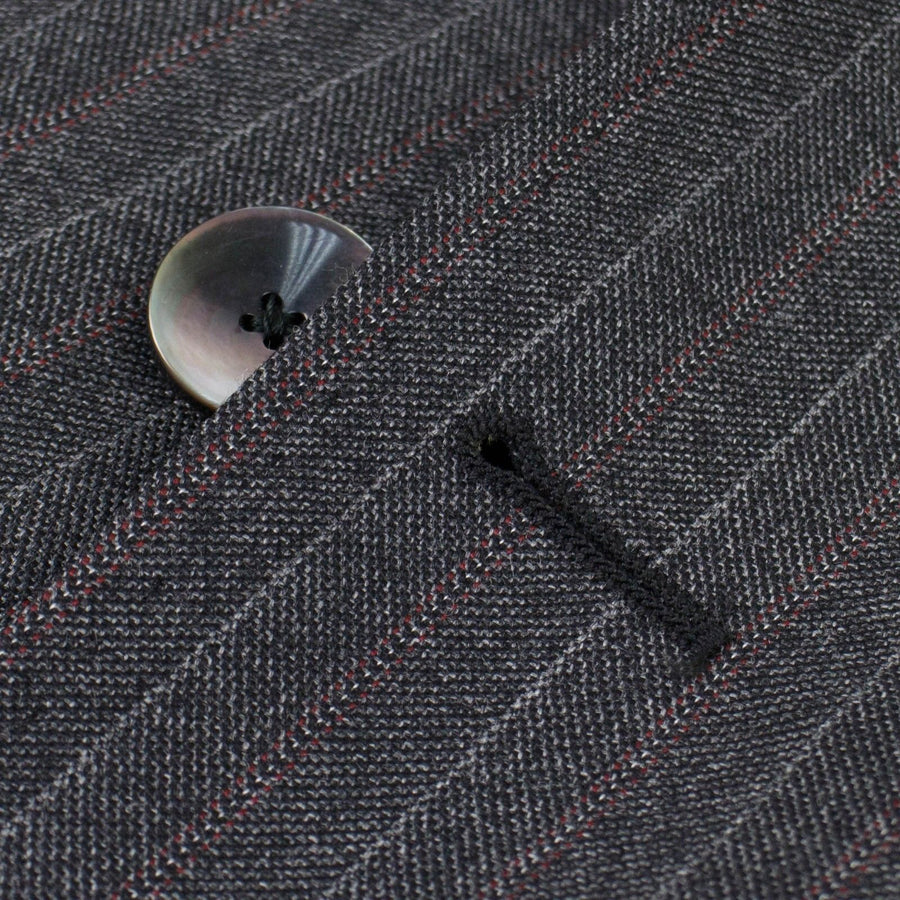 Drop 8 Pin Striped Wool Two Button Suit - Charcoal Grey