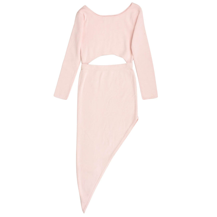 Cut Out Asymmetrical Sweater Dress - Pink