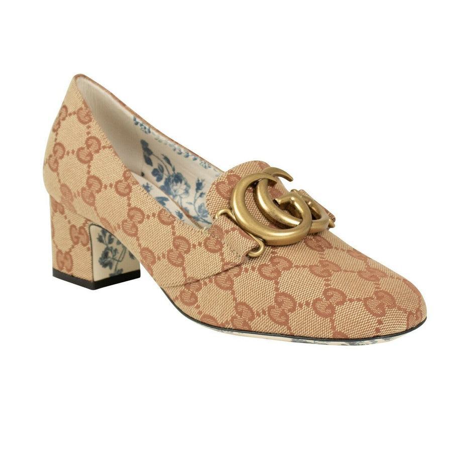 Women's GG Canvas Loafer Pumps Heels - Beige