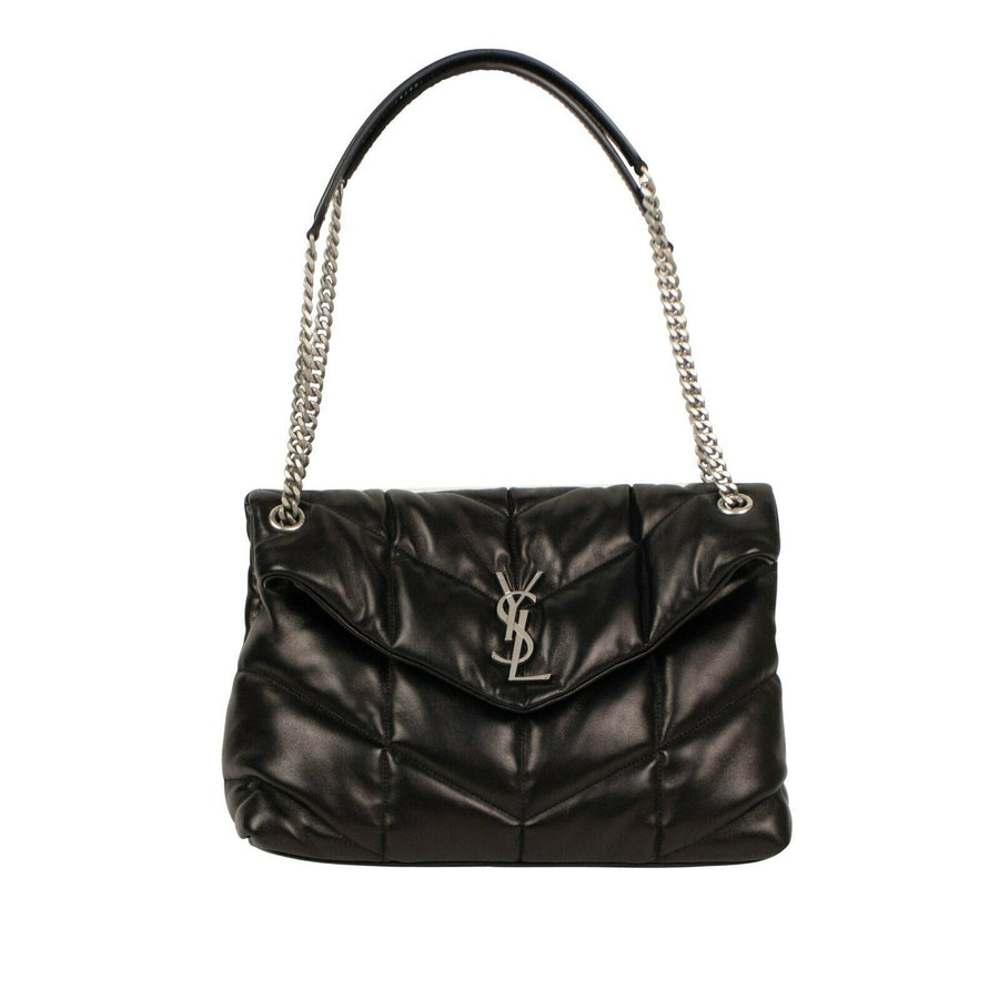 Loulou Puffer Medium Quilted Lambskin Leather Handbag - Black