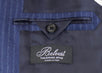 Drop 4 Striped Wool 3 Roll 2 Button Suit - Blue