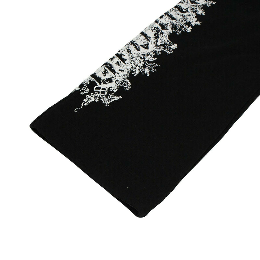 Graphic Print Sweat Pants - Black