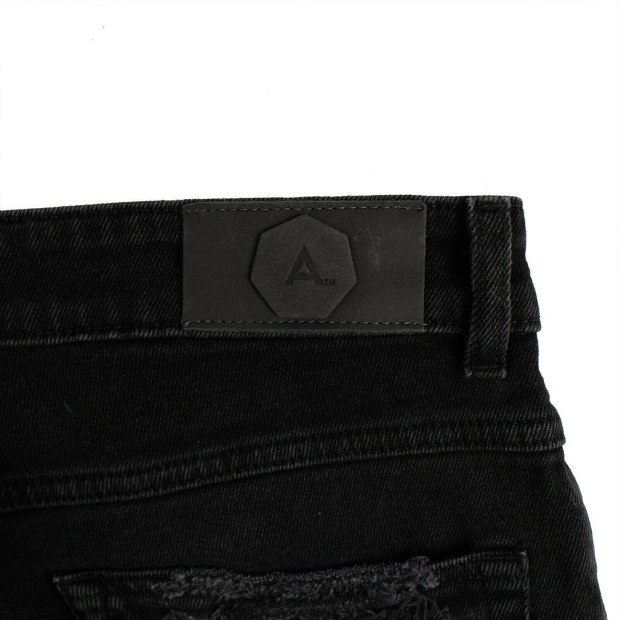 Warren Leather Moto Boot Jeans - Black