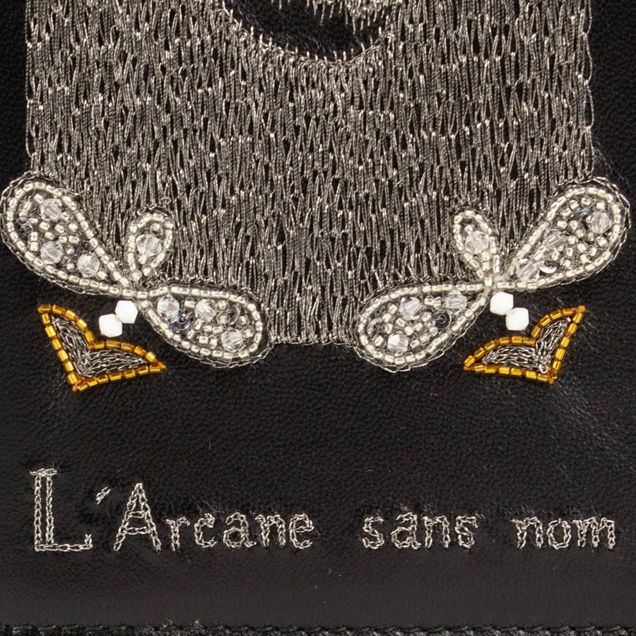 Dior Death Leather Embroidered Beaded Clutch Bag - Black