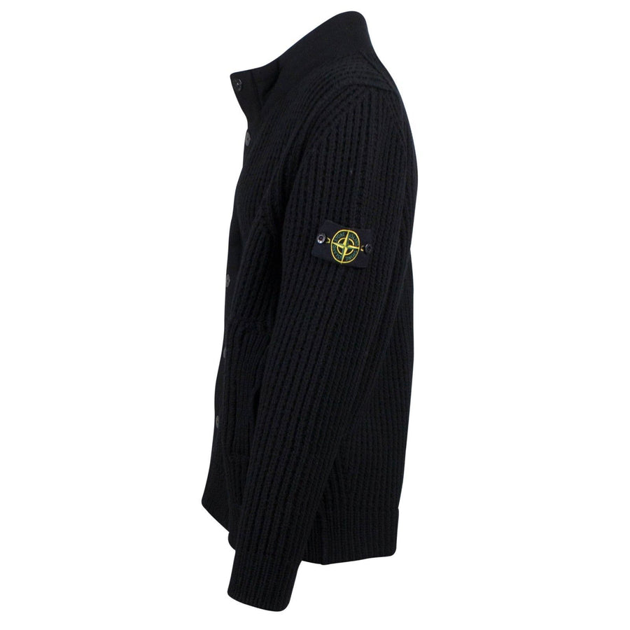 Black Knit With Hideaway Hood Cardigan Sweater