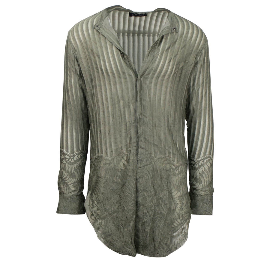 Lace Mid-Length Shirt Dress - Olive