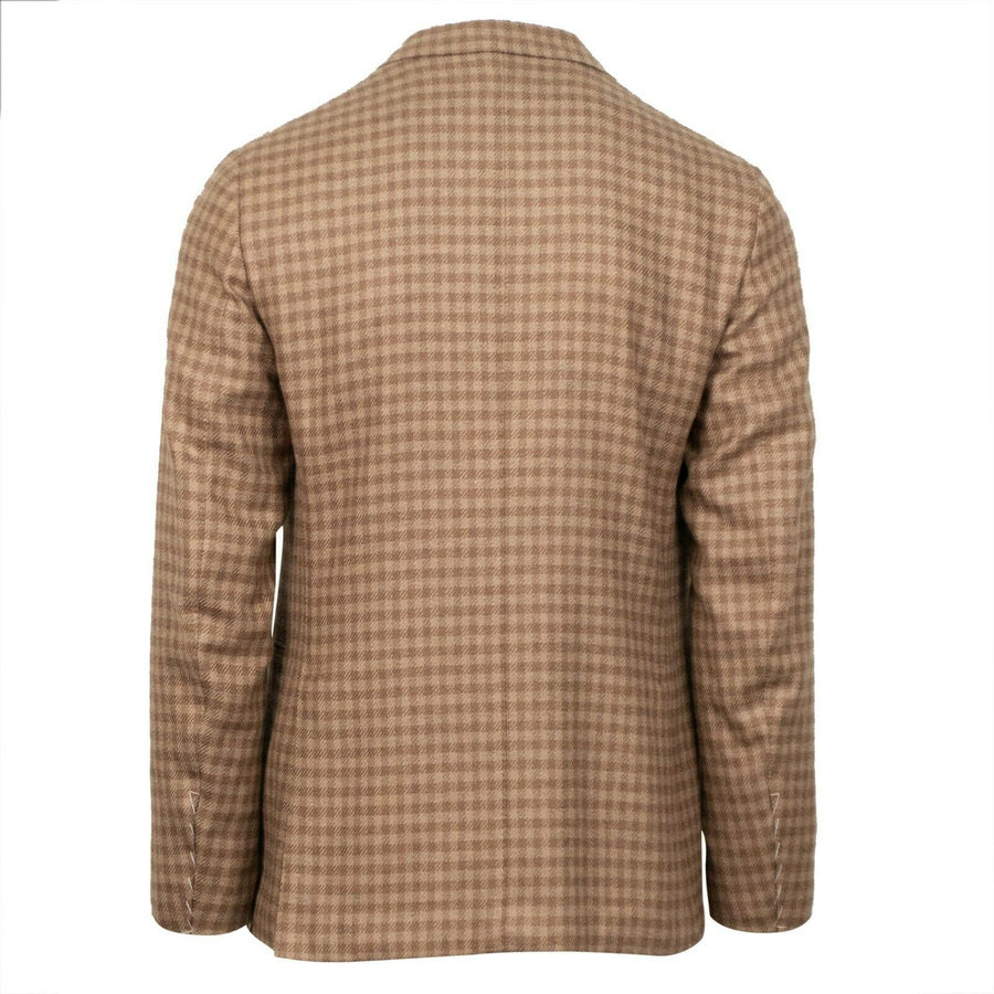 Drop 8 Check Camel Hair 3 Roll 2 Button Sport Coat - Brown