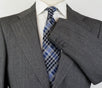Herringbone Wool 2 Button Suit - Gray