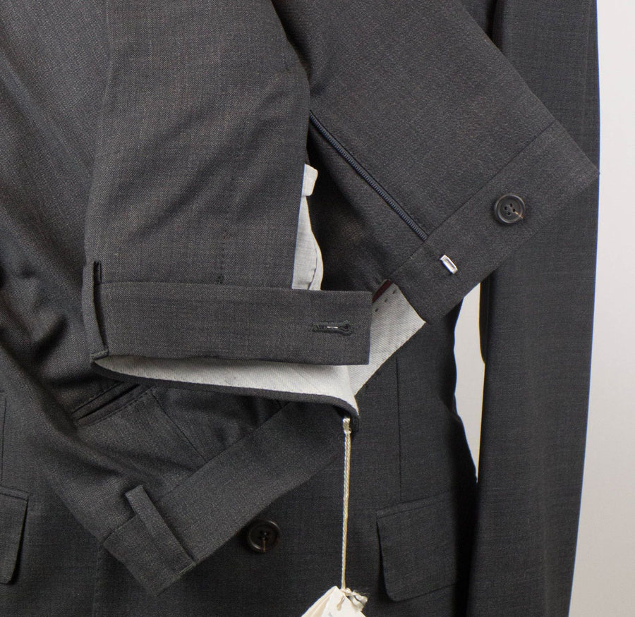 Wool Double Breasted Suit - Charcoal Gray